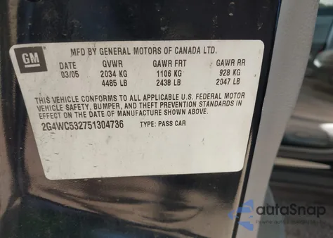 2005 Buick Lacrosse Cx из США, поврежденный, VIN 2G4WC532751304736